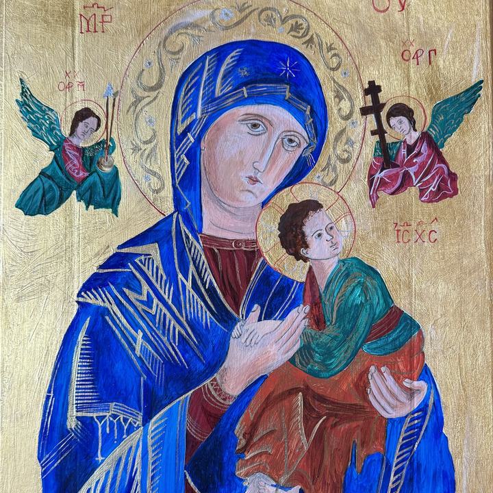Icon of Our Lady of Perpetual Help painted on a gold ground